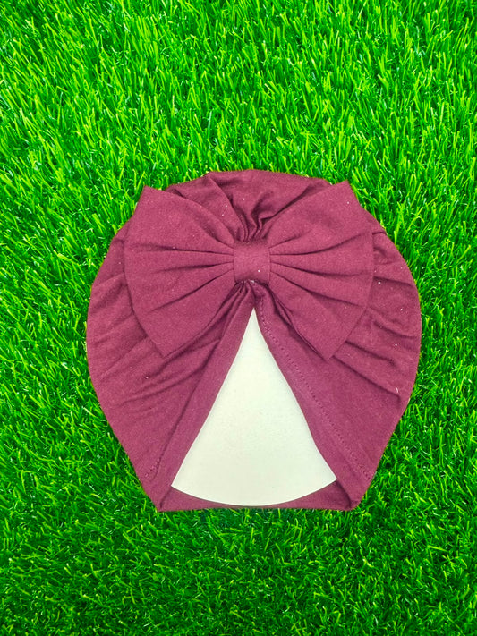 Dark Maroon bow turban