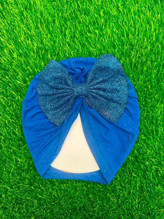 Dark Blue shimmer bow Turban
