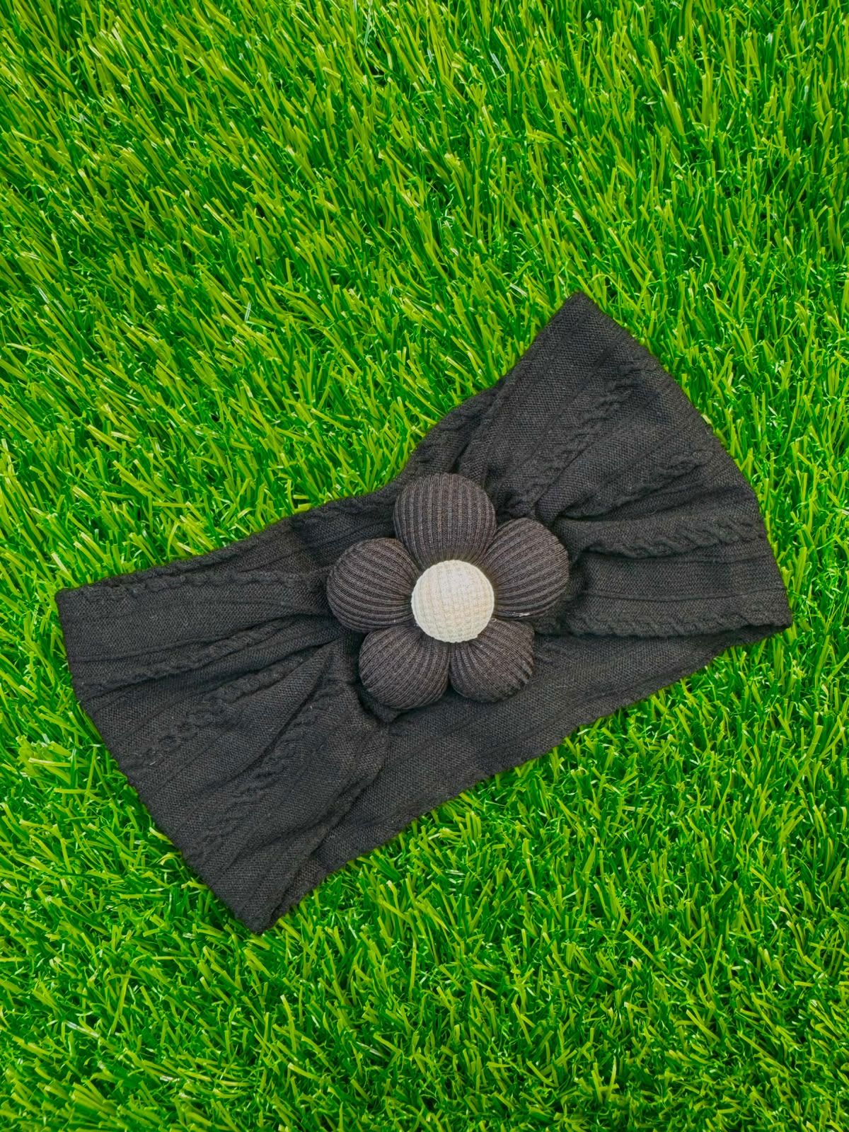Knit Lining Flower headband (001)