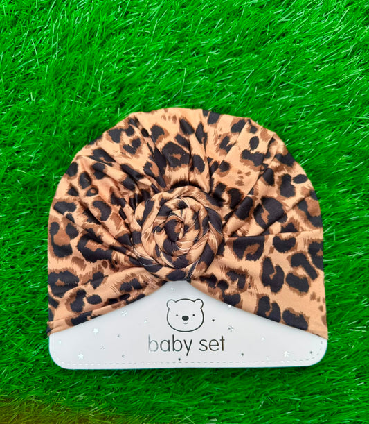 Leopard Brown Turban cap