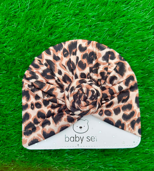 Leopard Skin Turban Cap