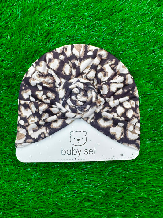 Leopard white Turban cap