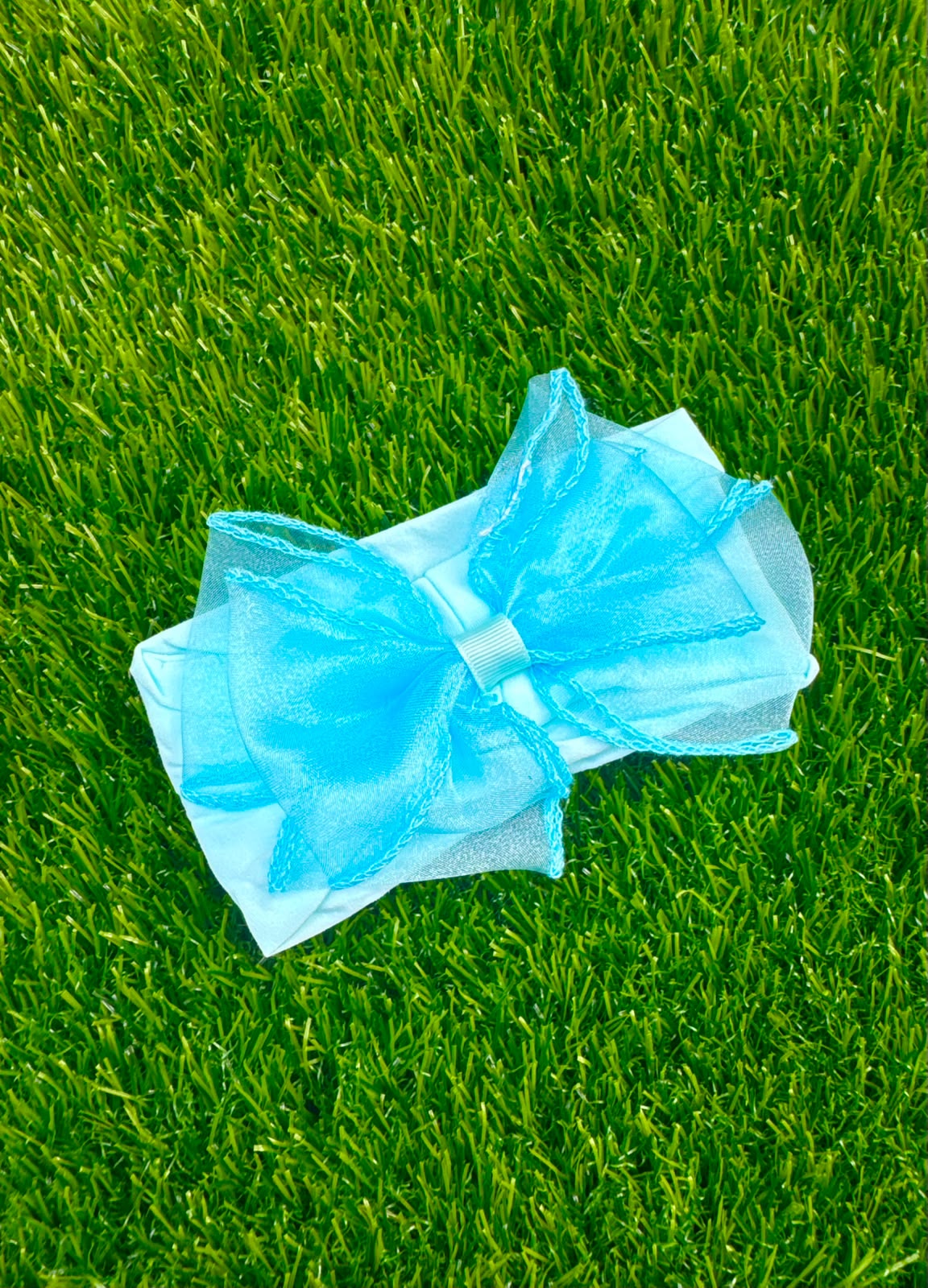 Organza bow headband (001)