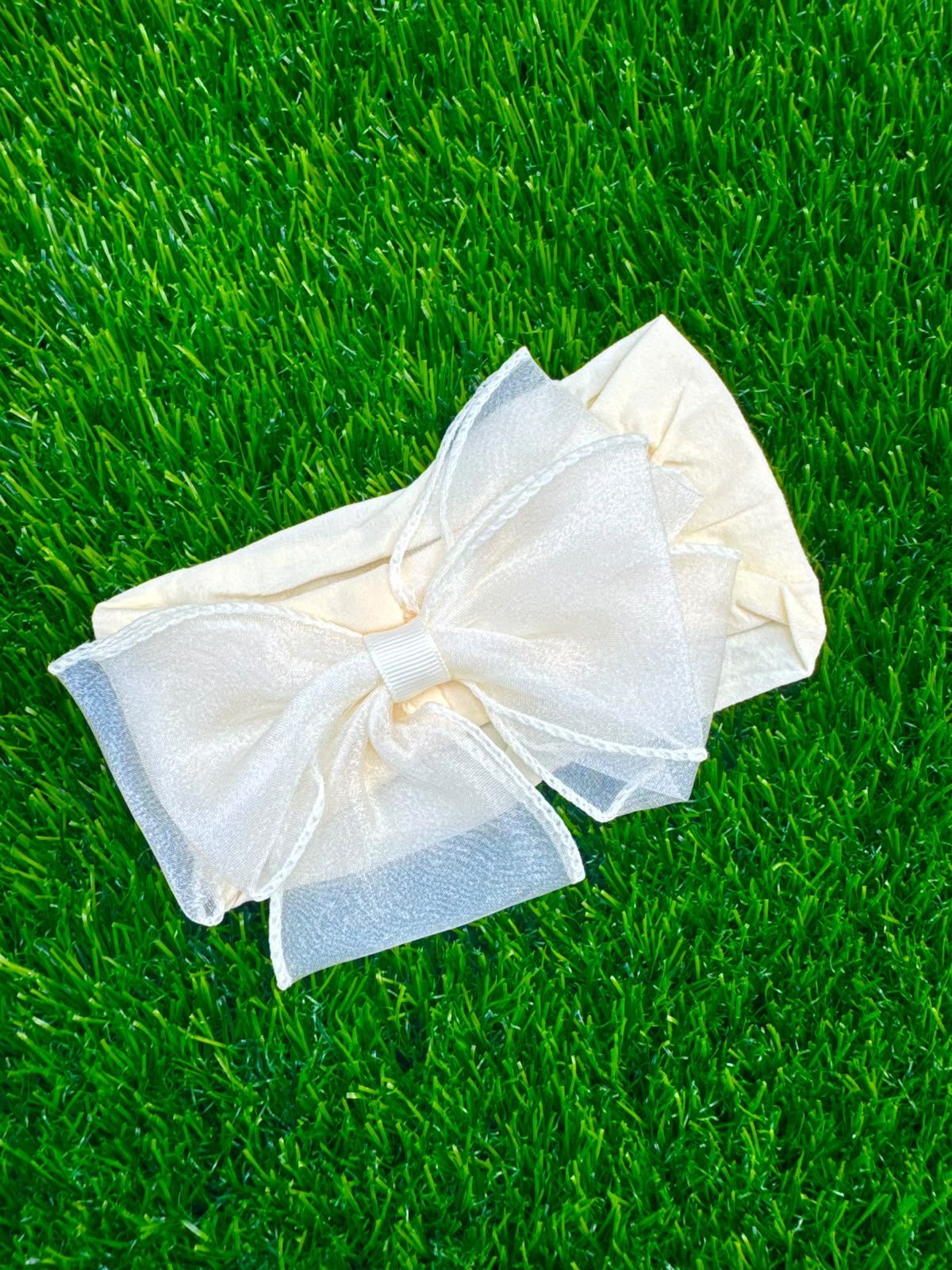 Organza bow headband (001)