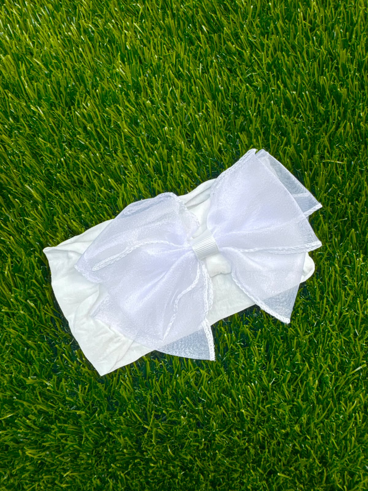 Organza bow headband (001)