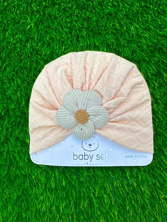 Beige Flower Turban