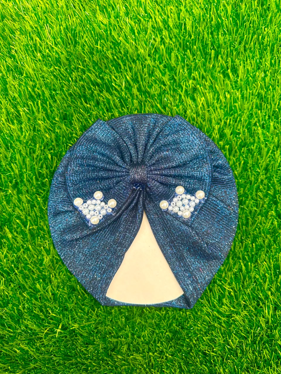Shimmer Pearl Turban Cap