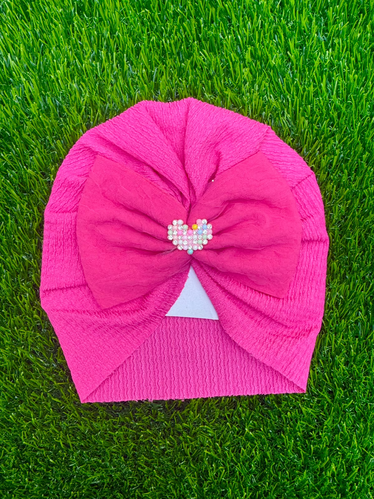 Pink studded heart turban