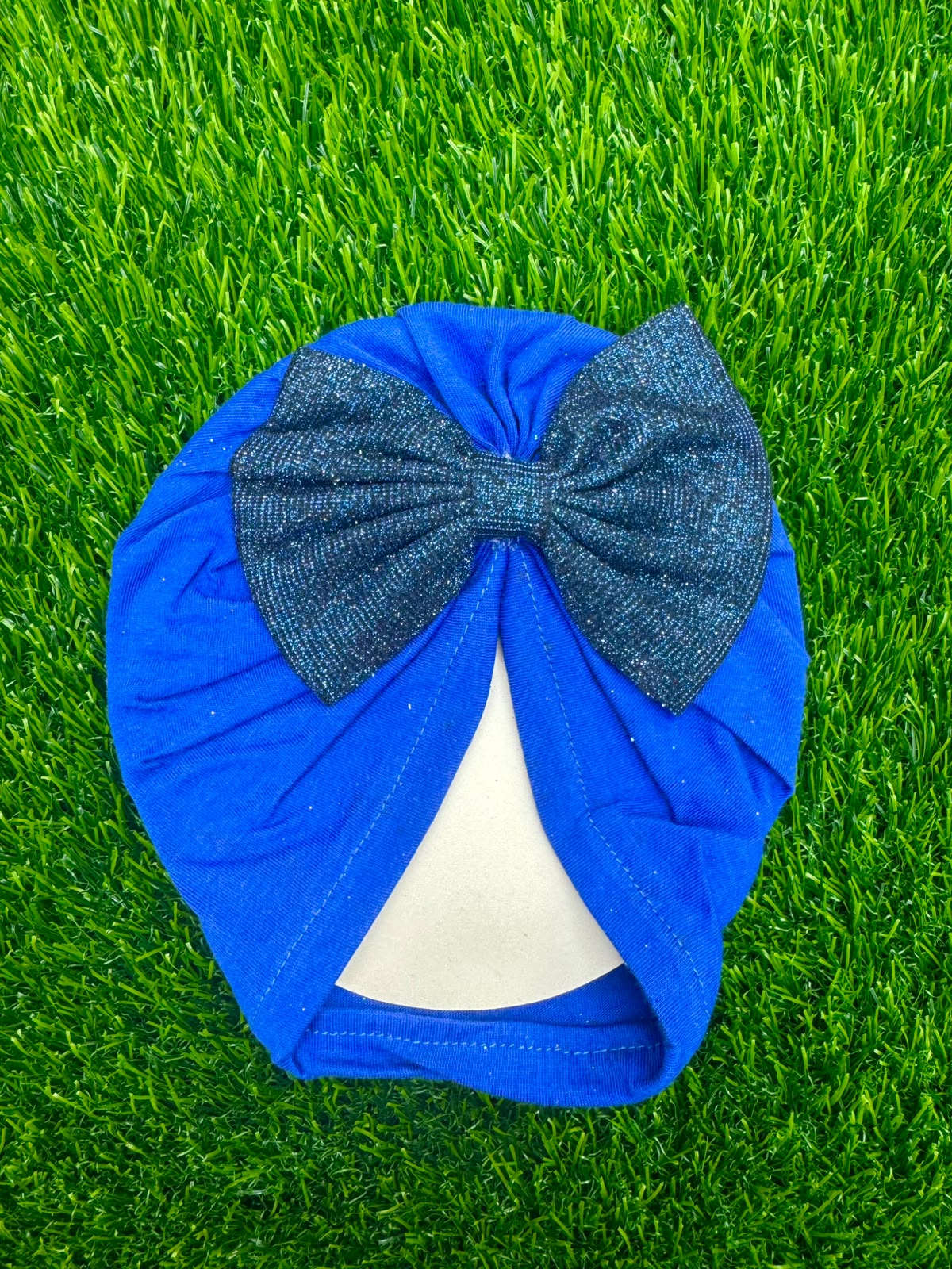 Light blue shimmer bow Turban