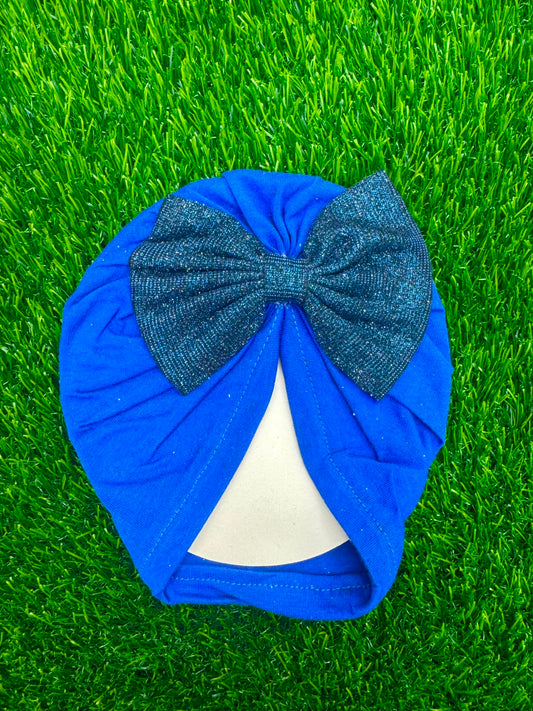 Light blue shimmer bow Turban
