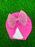 Pink shimmer bow Turban