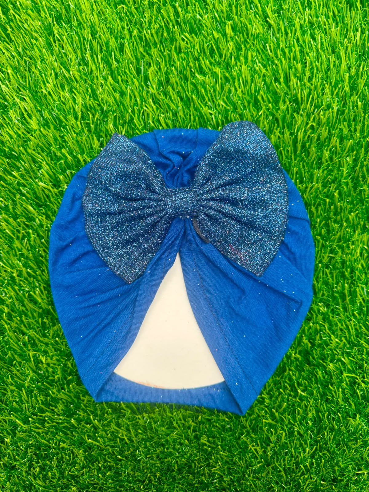 Dark Blue shimmer bow Turban