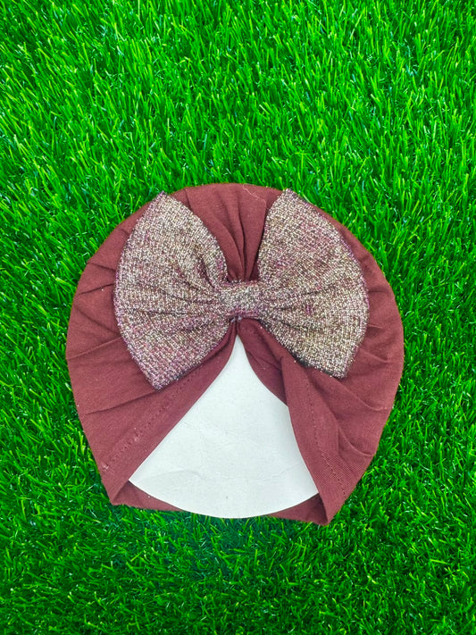 Brown shimmer bow Turban