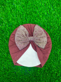 Brown shimmer bow Turban