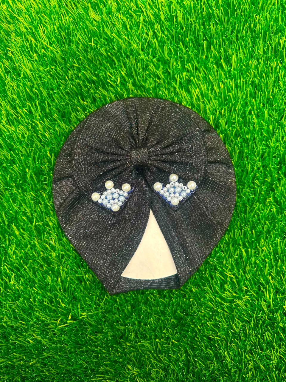 Shimmer Pearl Turban Cap