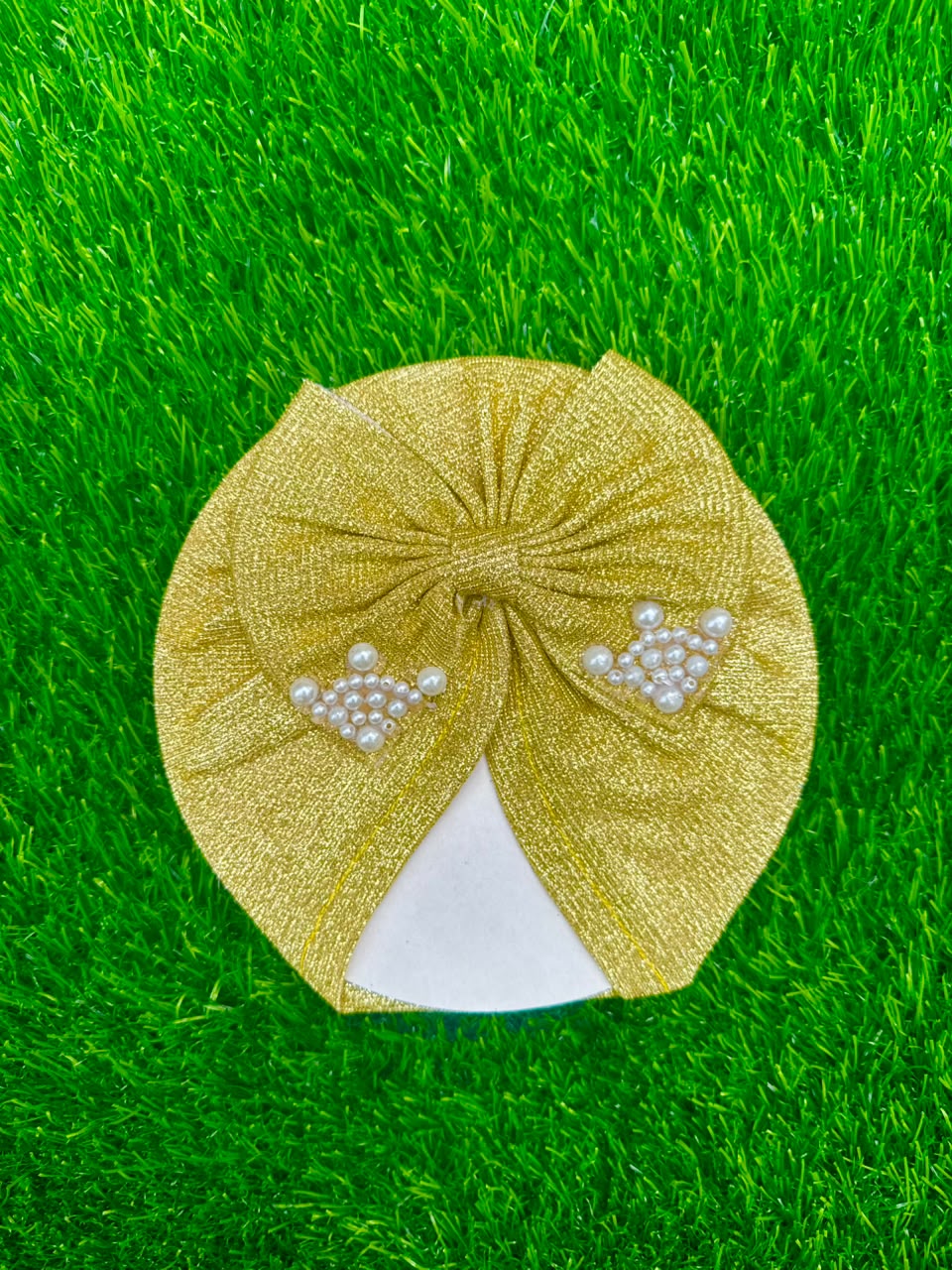 Shimmer Pearl Turban Cap