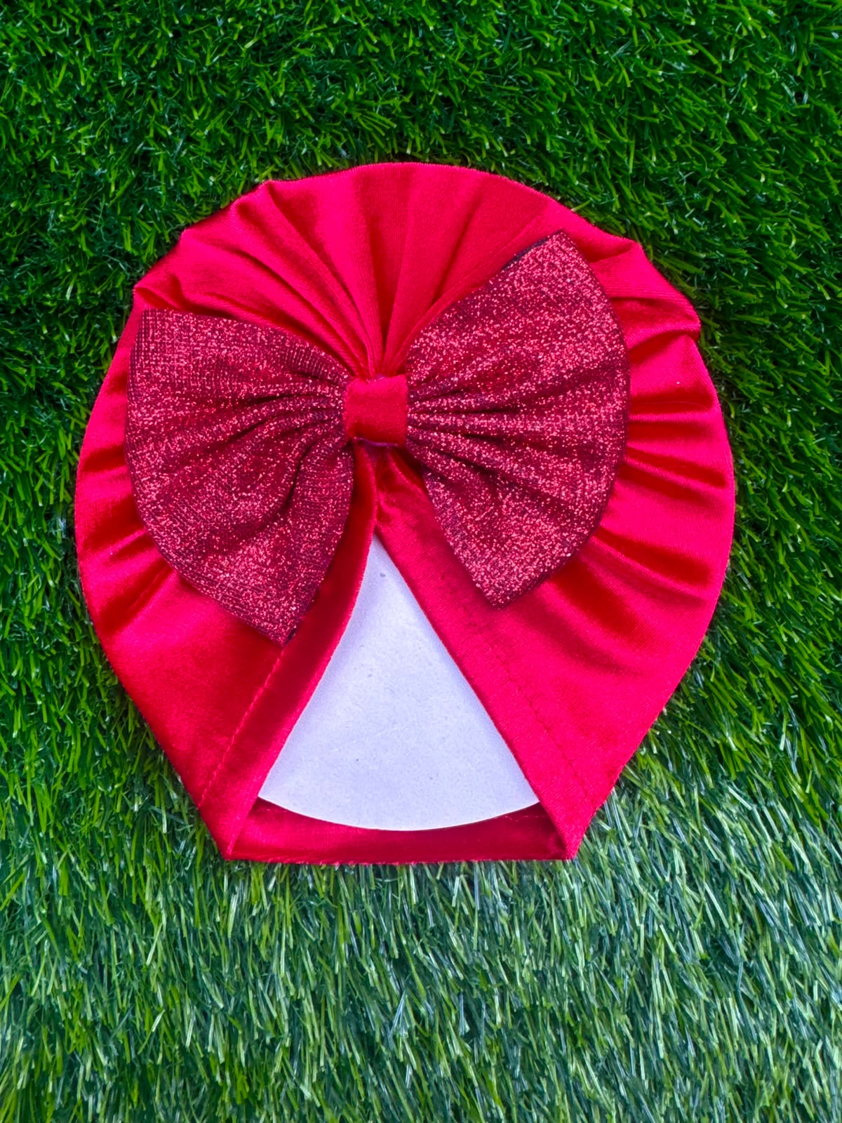 Shimmer Bow velvet cap